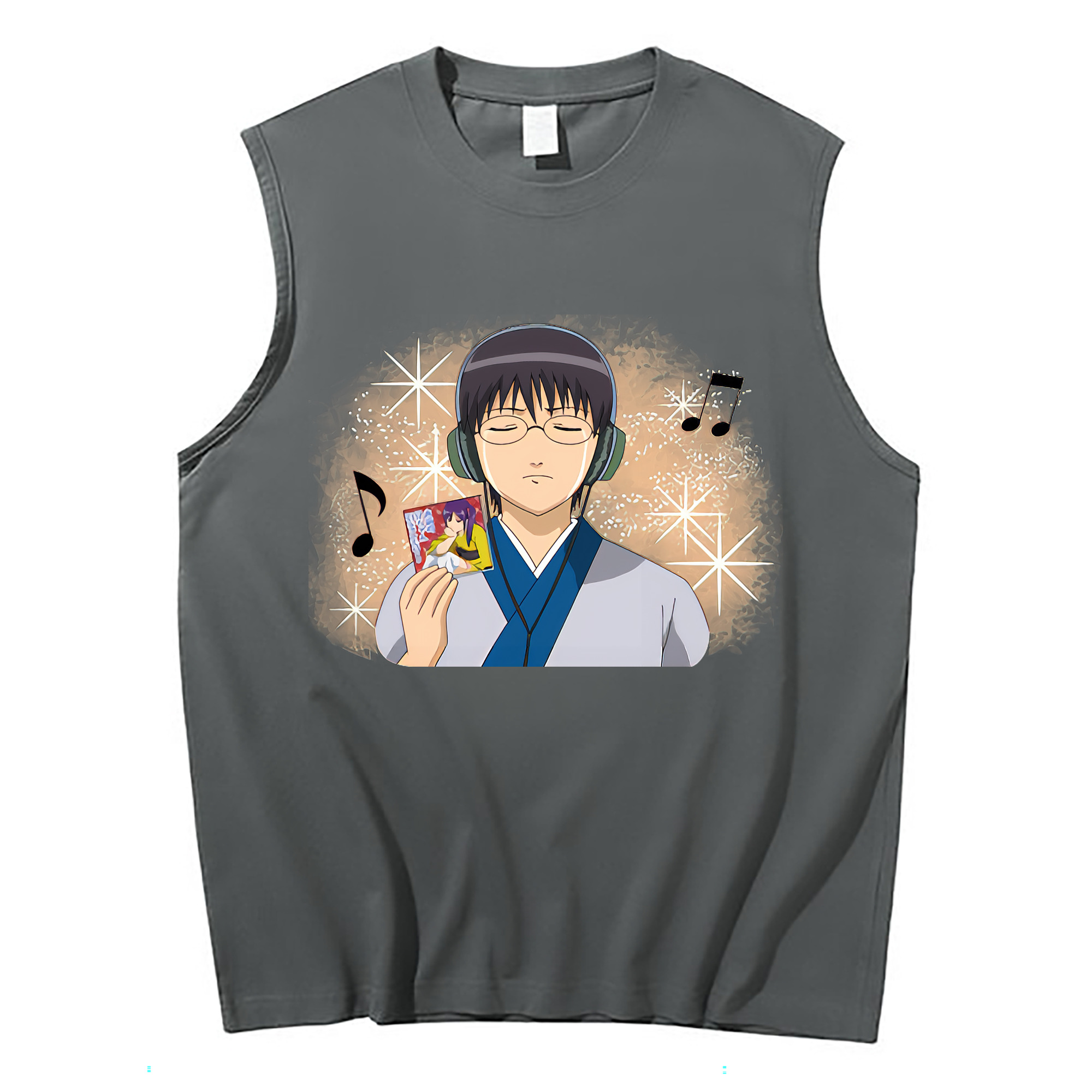 （画像用） ぎんたま 坂田銀時（さかたぎんとき） 神楽 志村新八（しむら しんぱち） GINTAMA Sakata Gintoki Kagura Shimura Shinpachi コットン100％タンクトップ（フロントプリント）